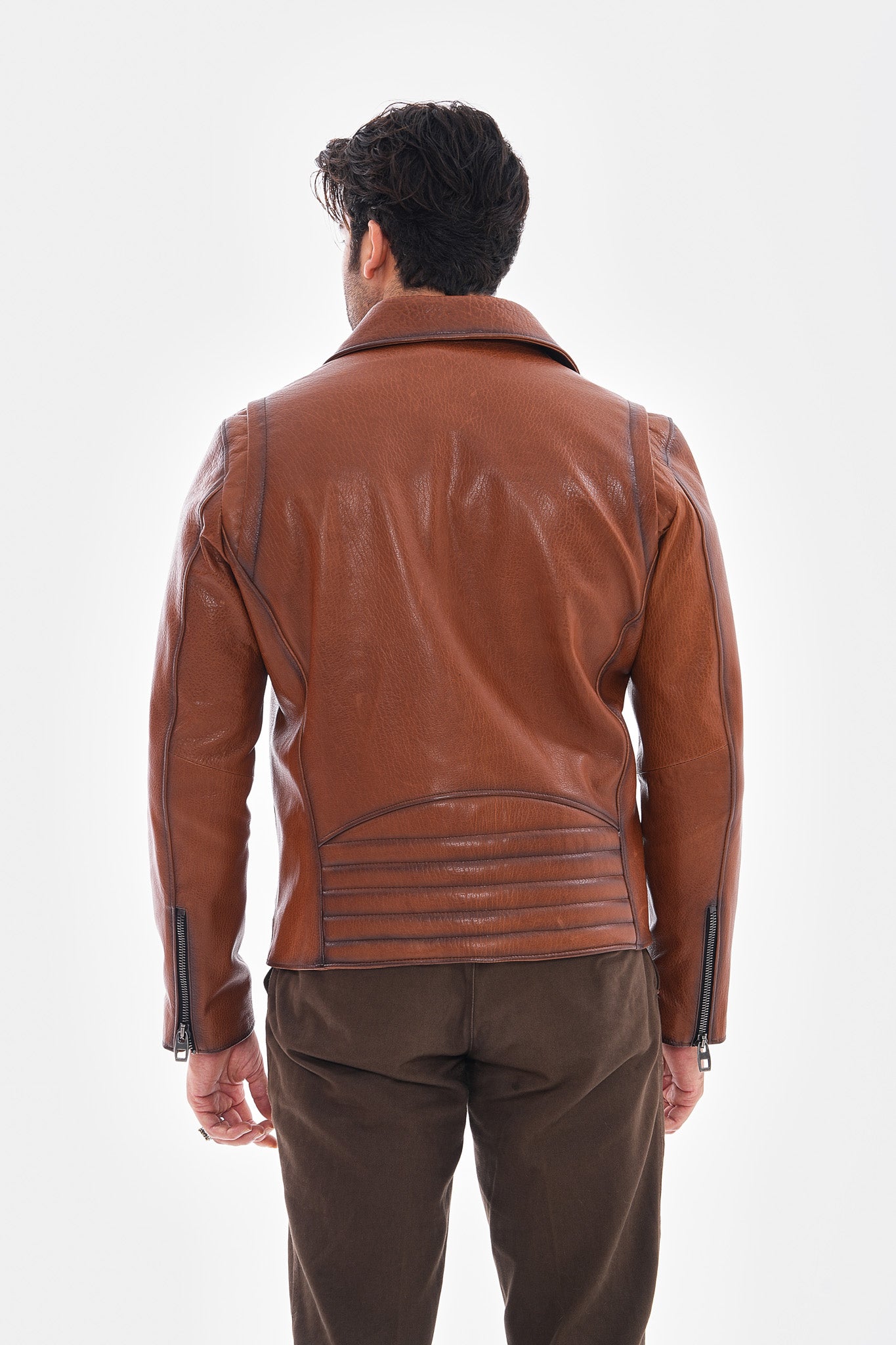 The Volt Textured Tan Leather Jacket