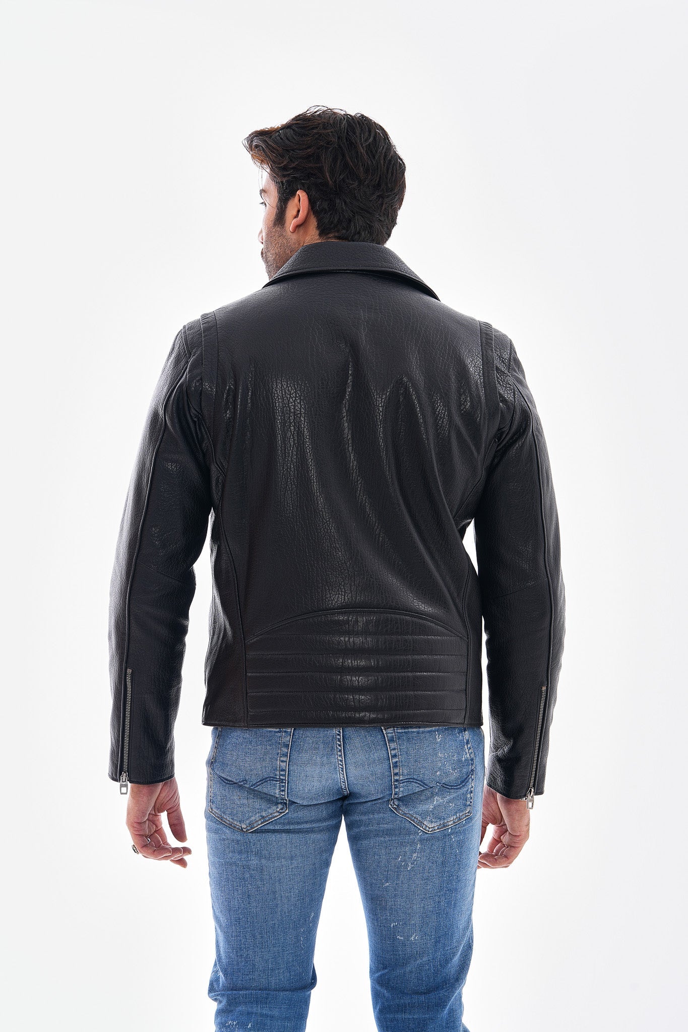 The Volt Textured Black Leather Jacket