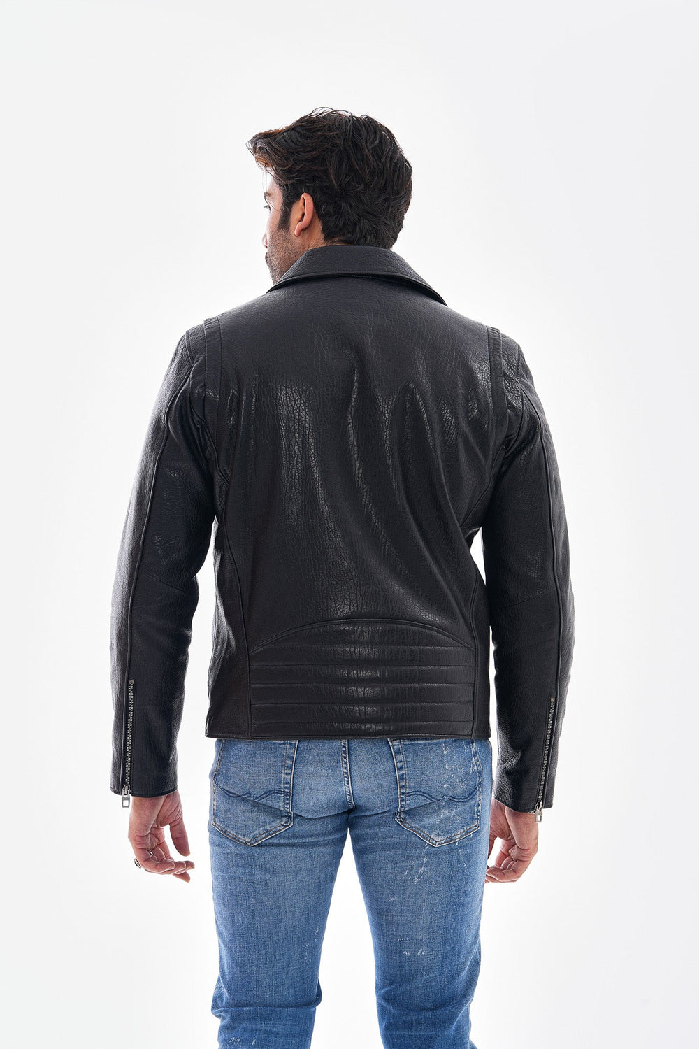 The Volt Textured Black Leather Jacket