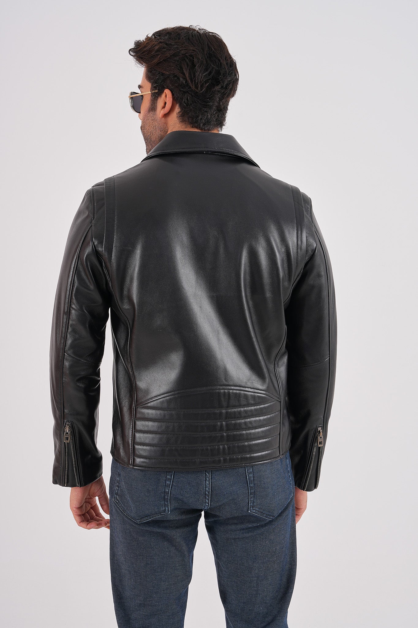 The Volt Black Leather Biker Jacket