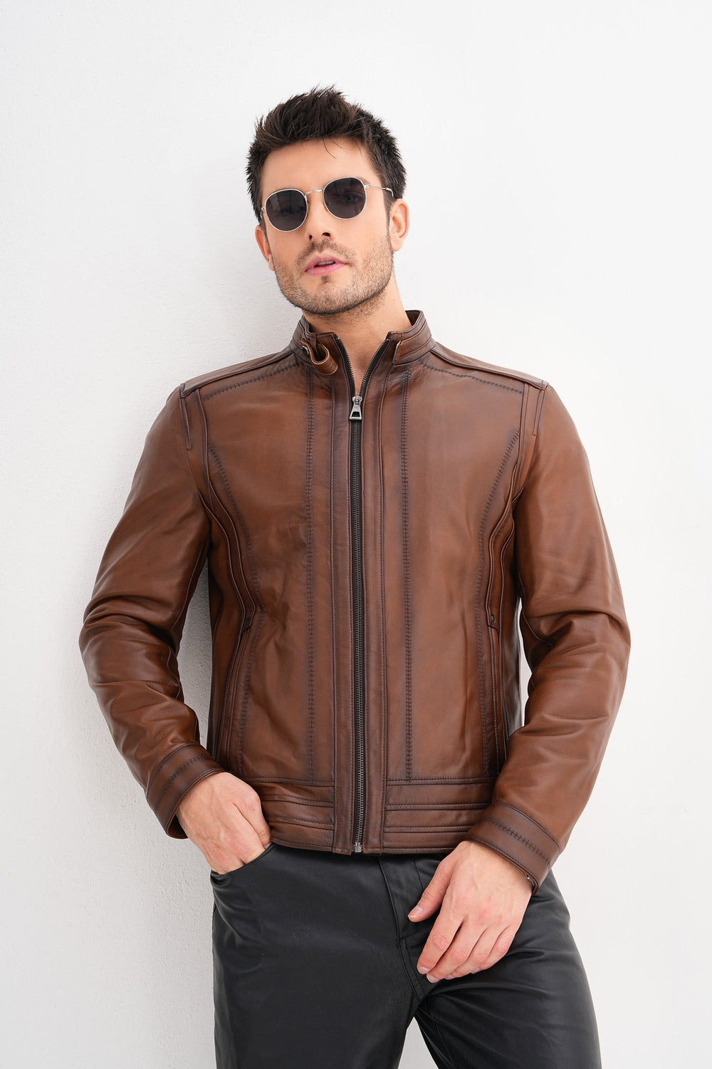 The Arezzo Brown Leather Jacket