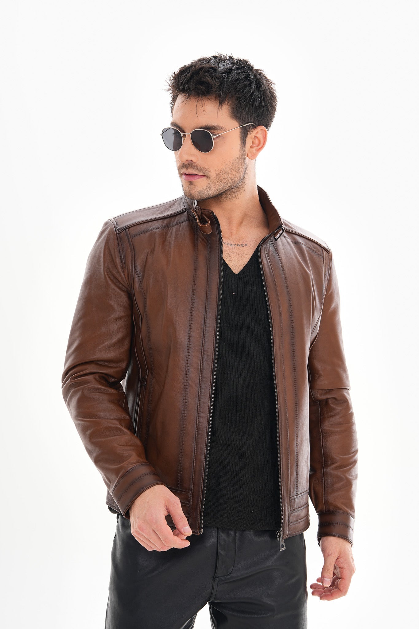 The Arezzo Brown Leather Jacket
