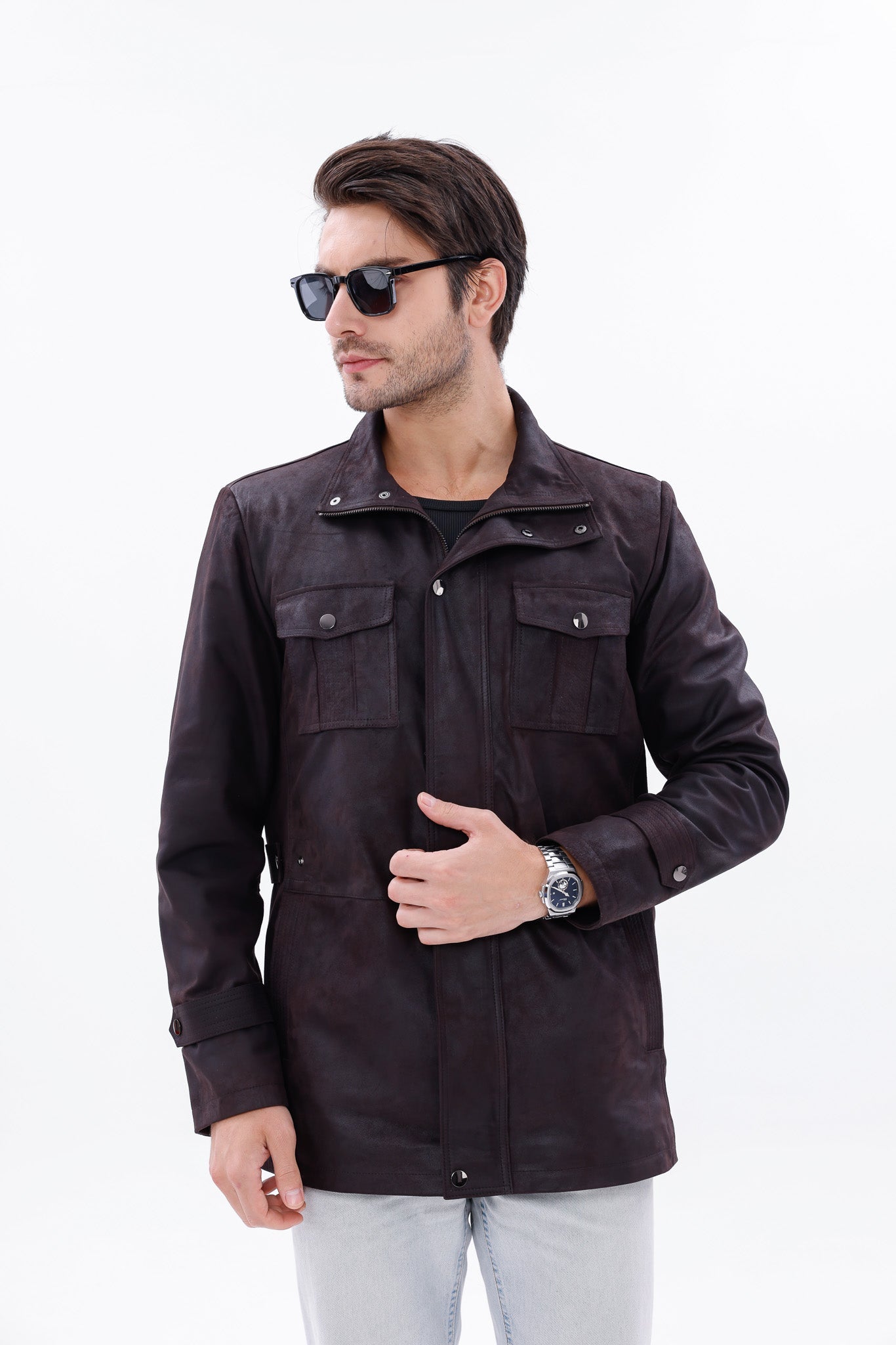 The Cremona Deep Brown Suede Leather Jacket