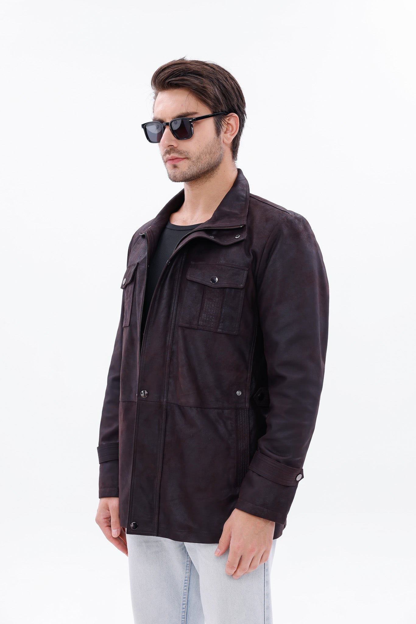 The Cremona Deep Brown Suede Leather Jacket