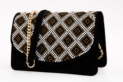 The Nampula Black Glitter Suede Leather Handbag