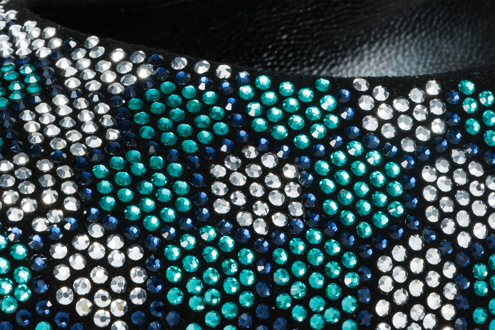 The Doha Turqoise Glitter Leather Block Pump Shoe