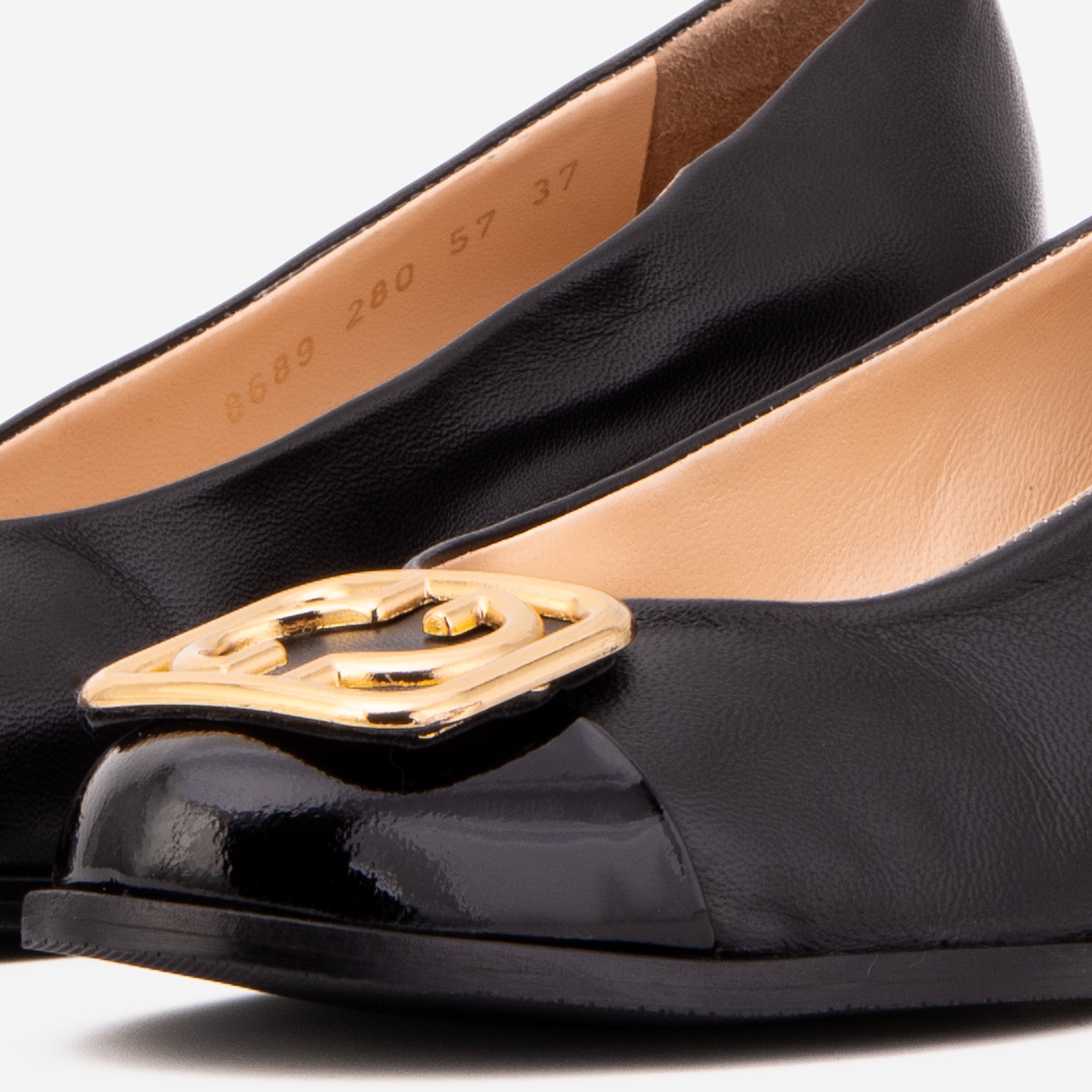 The Selene Black Leather Wedge Heel Shoe