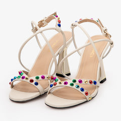 The Aurora Cream Leather Strappy Sandal