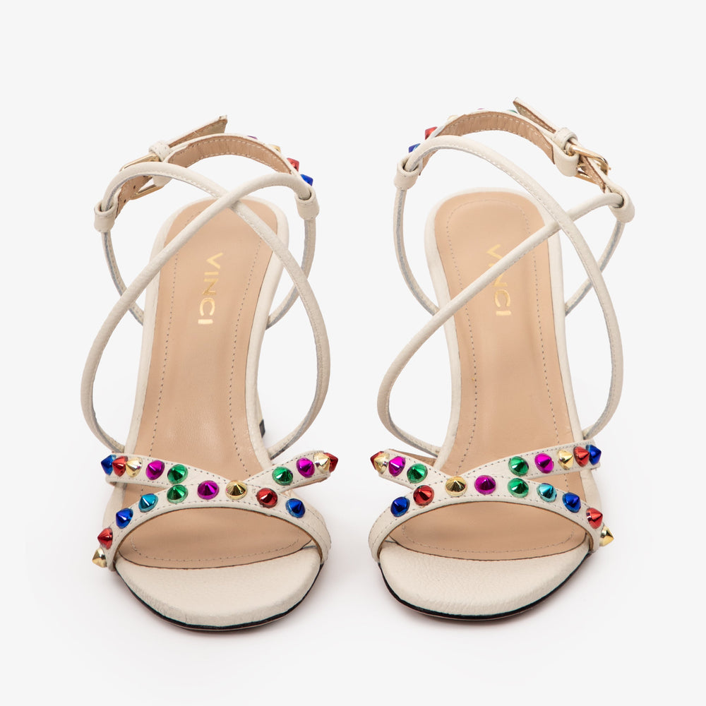 The Aurora Cream Leather Strappy Sandal