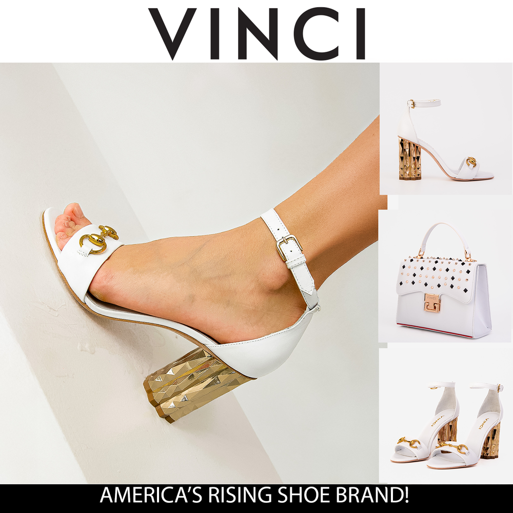 The Avlonya Block Heel White Leather Sandal