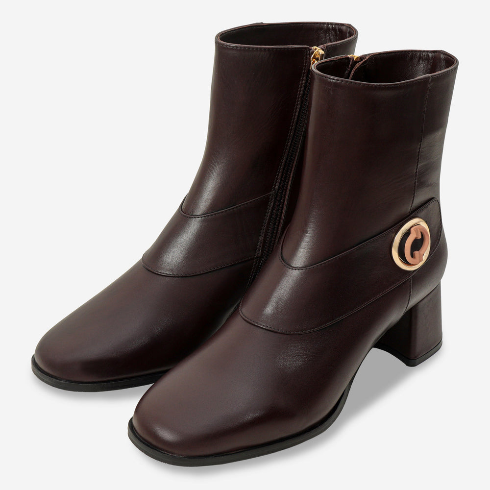 The Windsor Brown Leather Block Heel Boot