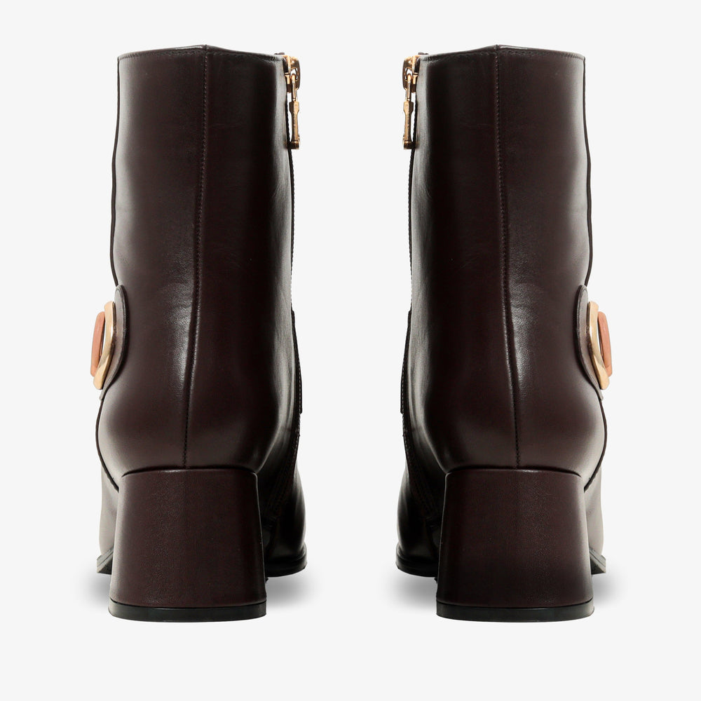 The Windsor Brown Leather Block Heel Boot