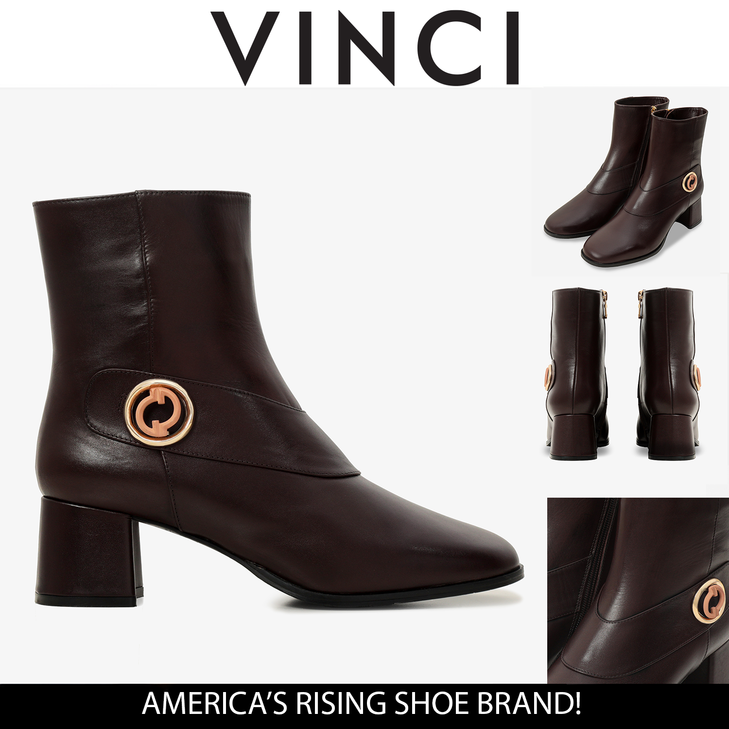 The Windsor Brown Leather Block Heel Boot