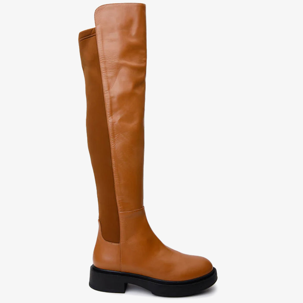 The  Harmony Belle Tan Leather Knee High Boot