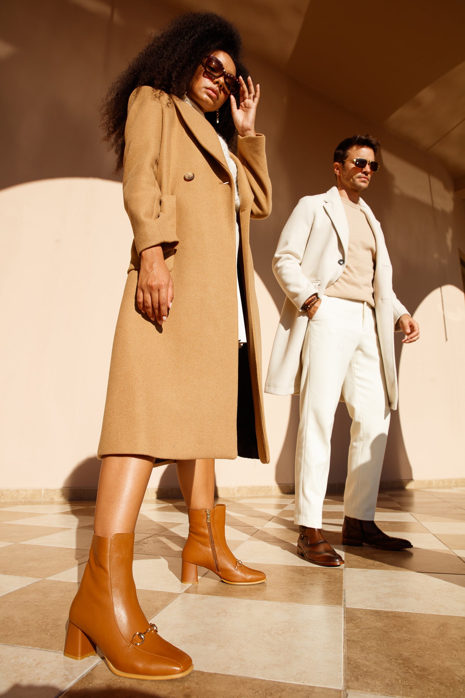 The Bukres Tan Leather Block Heel Mid Calf Boot