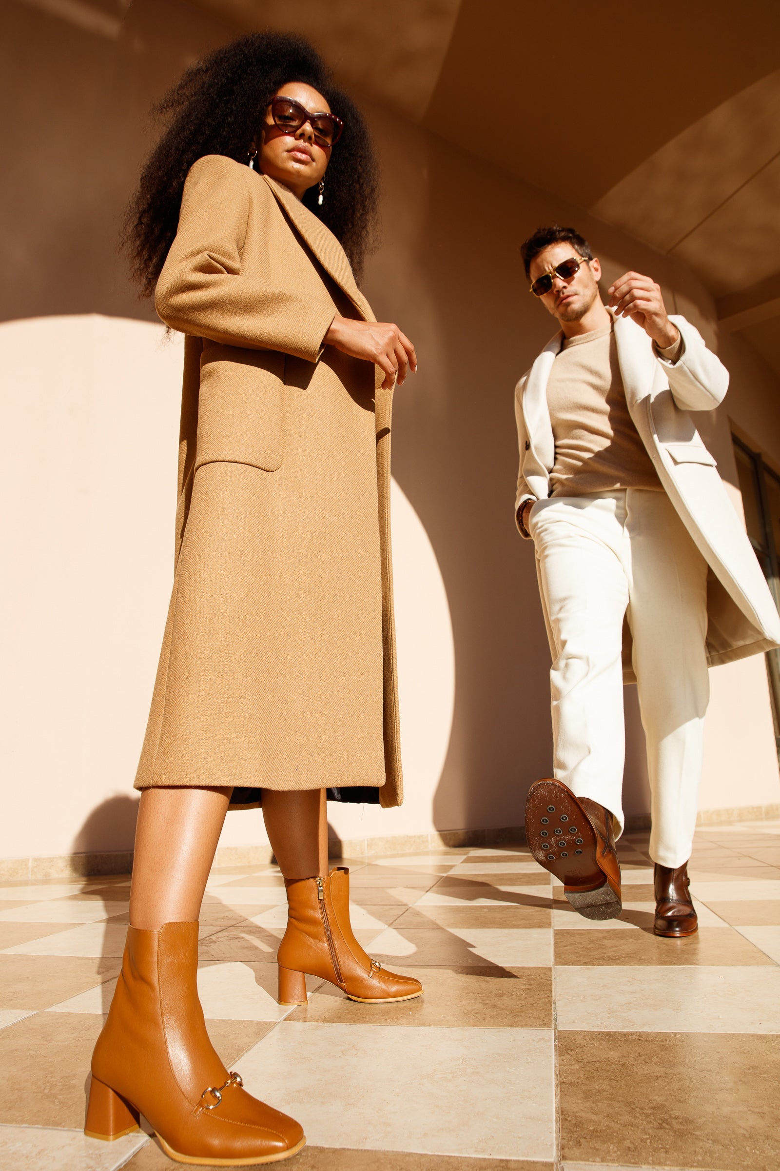 The Bukres Tan Leather Block Heel Mid Calf Boot