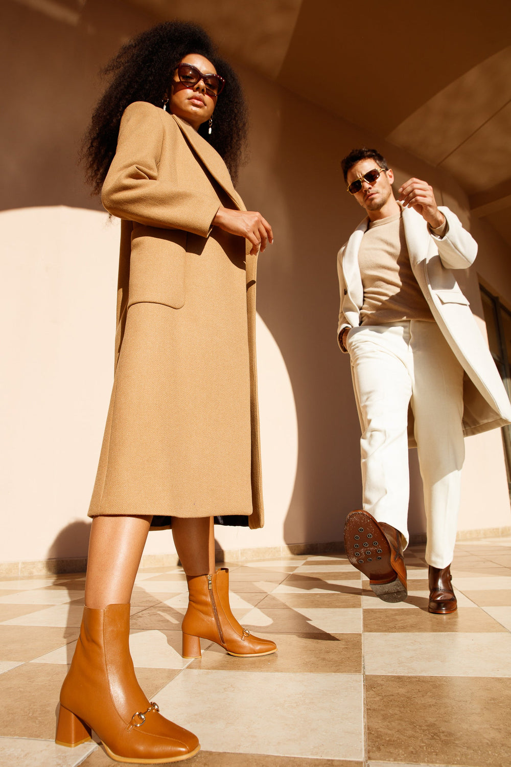 The Bukres Tan Leather Block Heel Mid Calf Boot