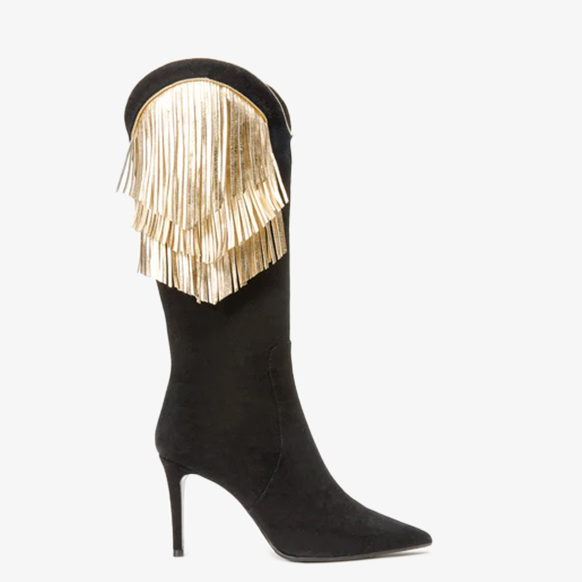 The Vienna Black Suede Leather Knee High  Boot