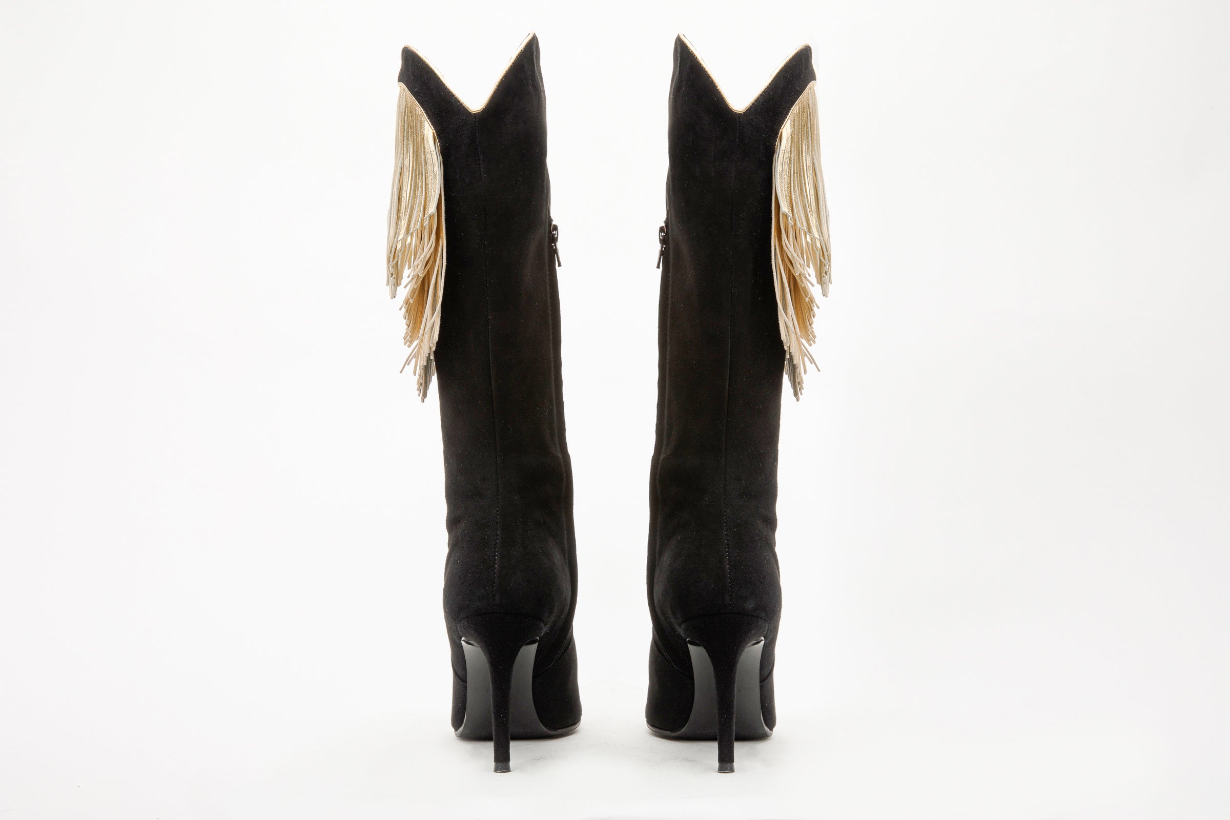 The Vienna Black Suede Leather Knee High  Boot