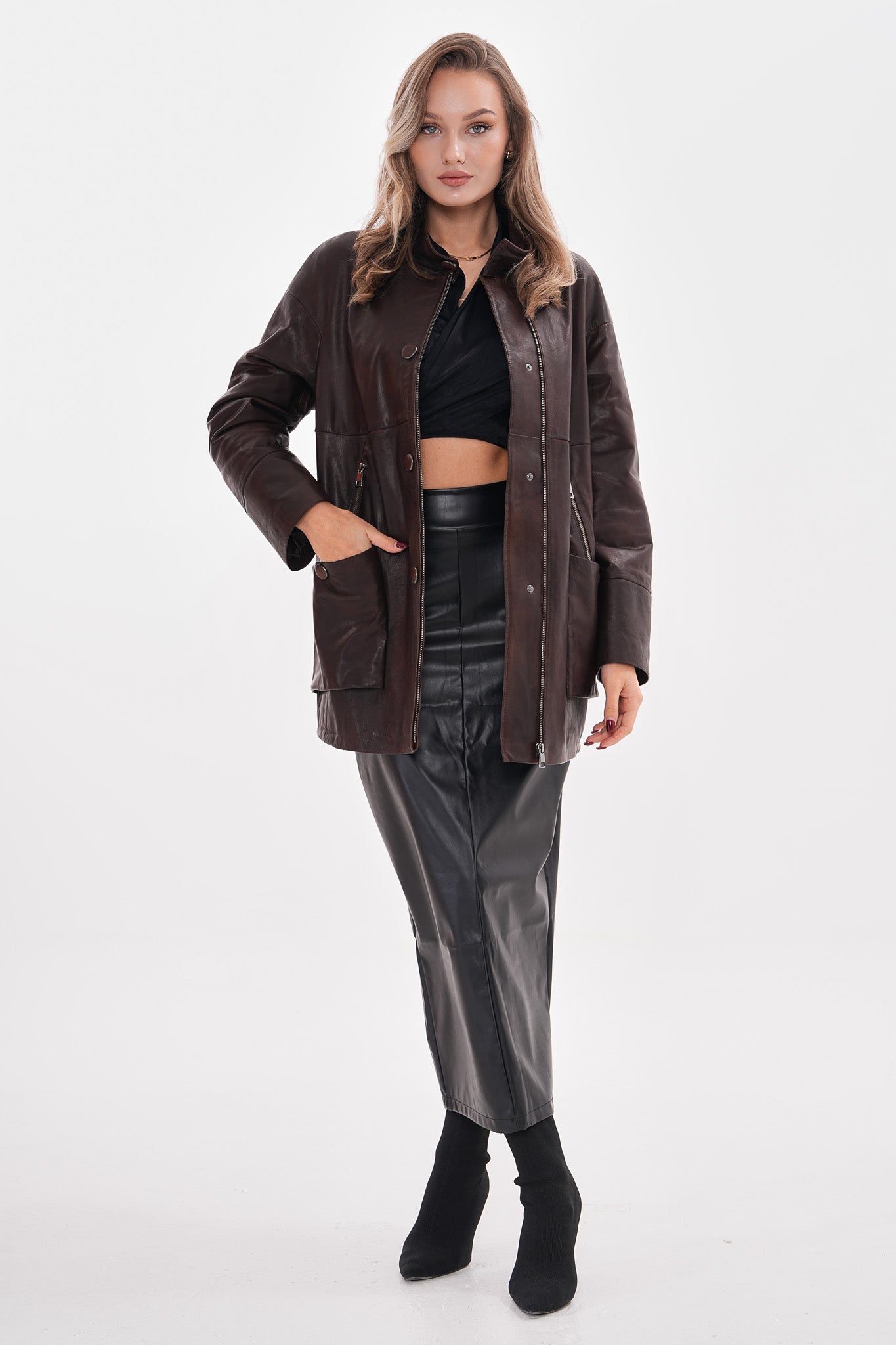 The Liora Brown Leather Jacket