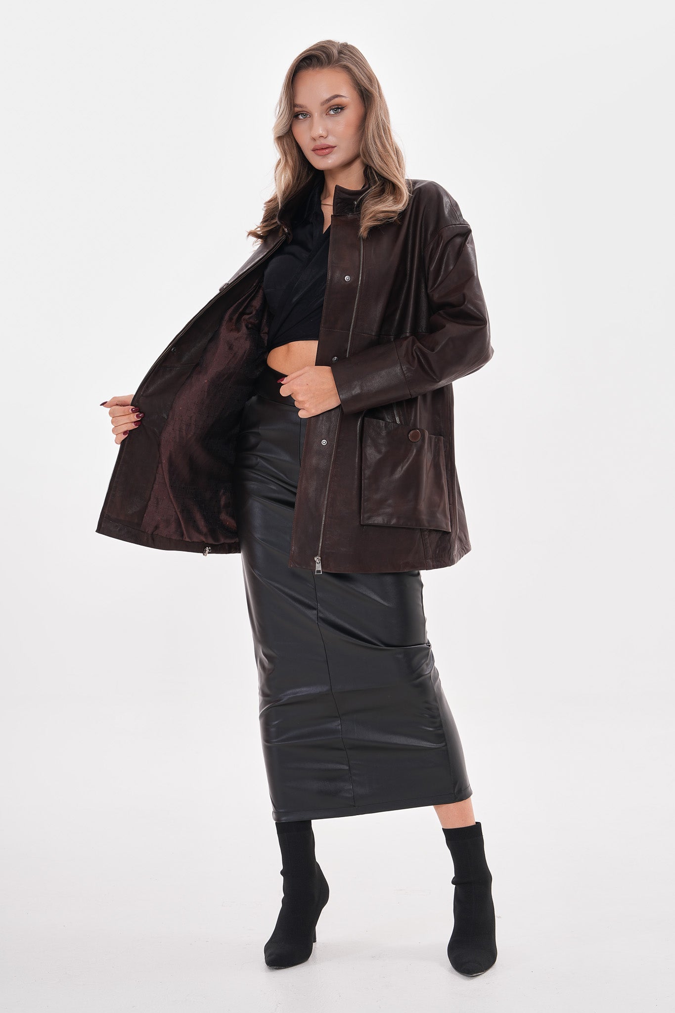 The Liora Brown Leather Jacket