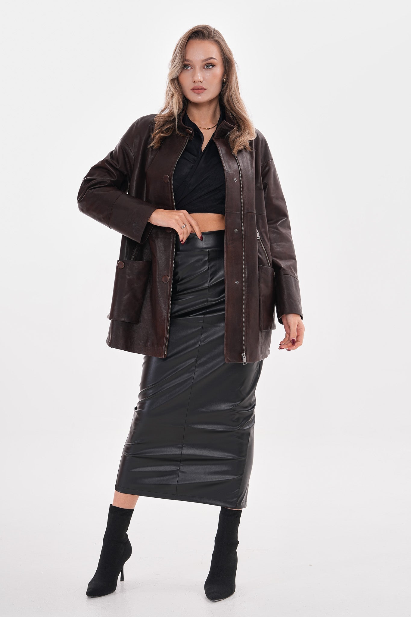 The Liora Brown Leather Jacket