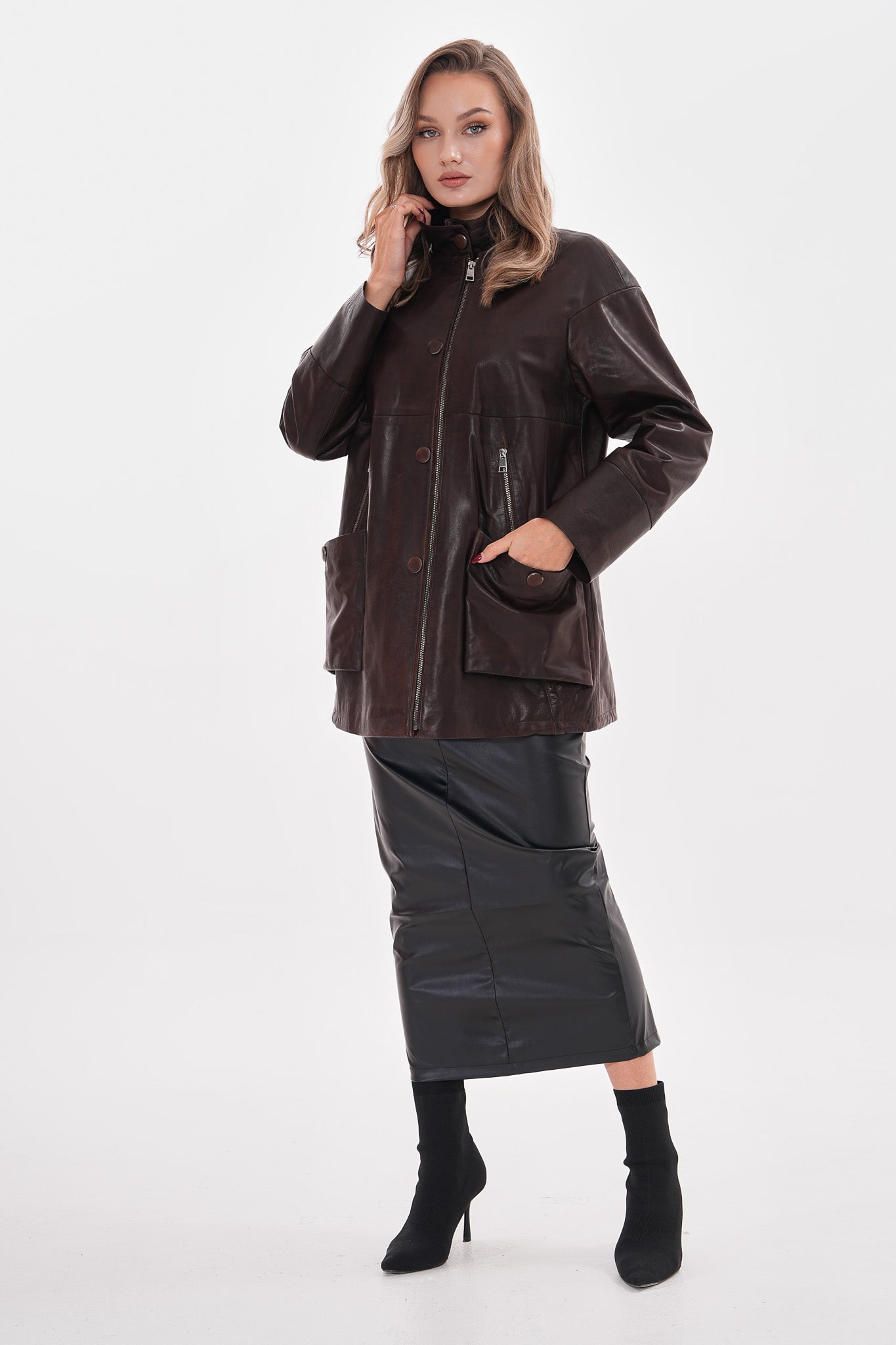 The Liora Brown Leather Jacket