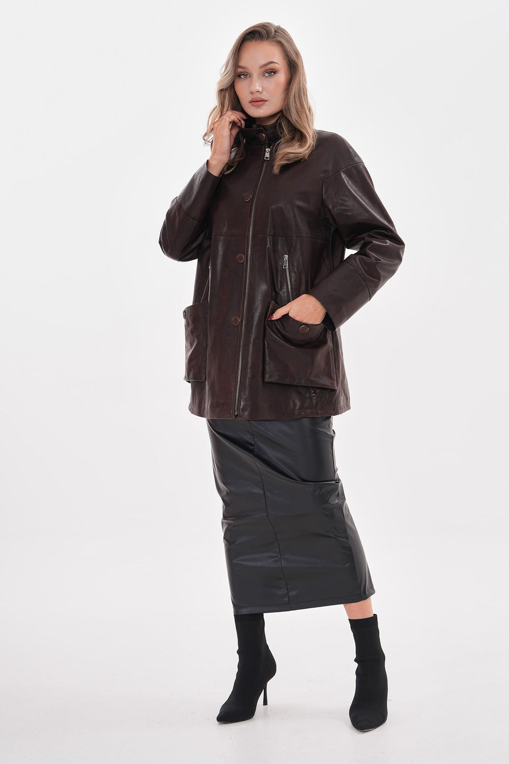 The Liora Brown Leather Jacket