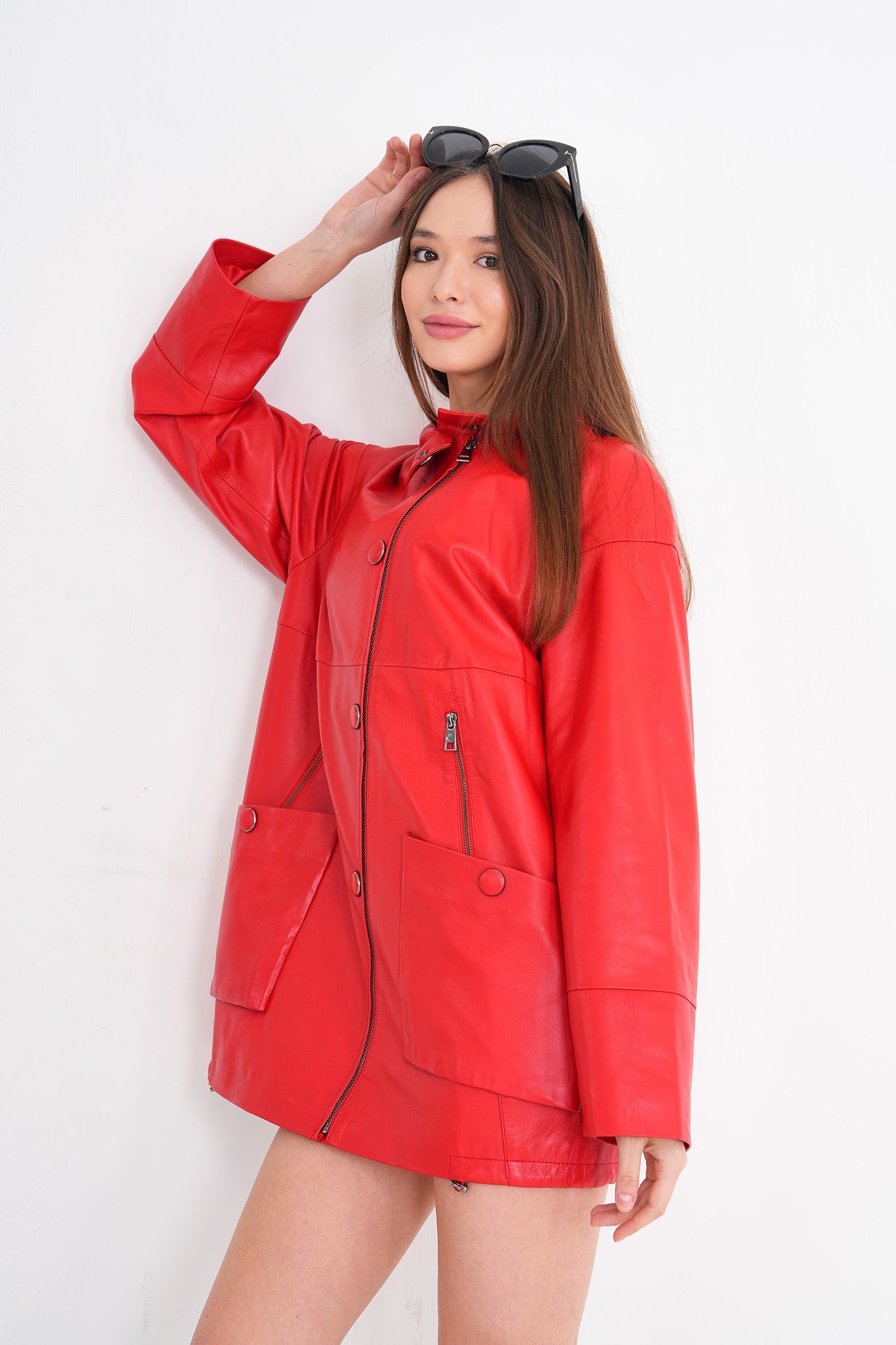 The Lioara Red Leather Jacket