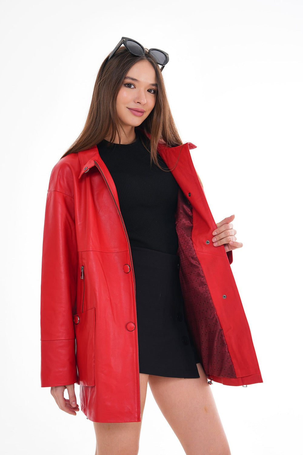 The Lioara Red Leather Jacket