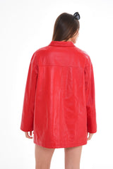 The Lioara Red Leather Jacket