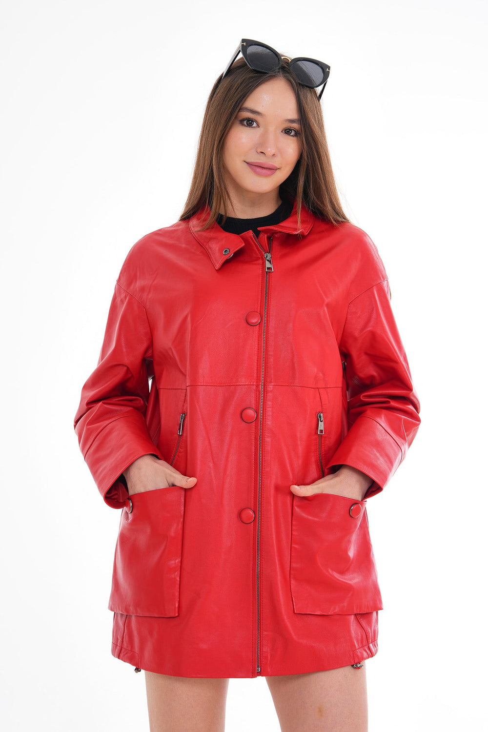 The Lioara Red Leather Jacket