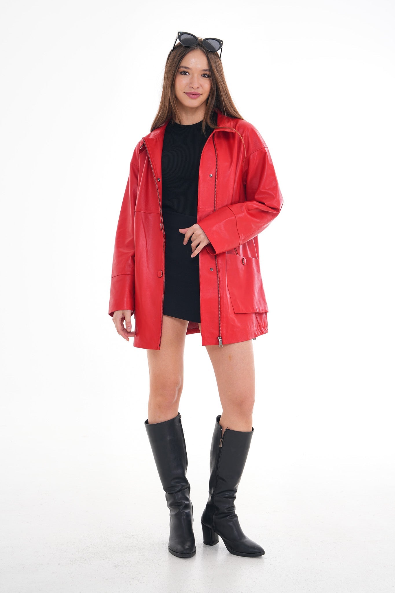 The Lioara Red Leather Jacket