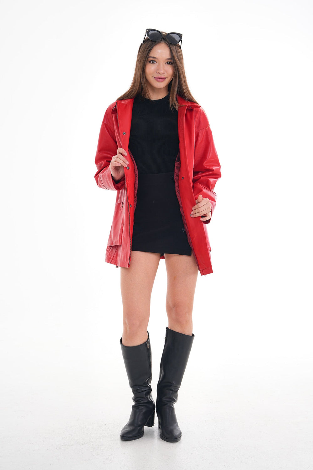 The Lioara Red Leather Jacket