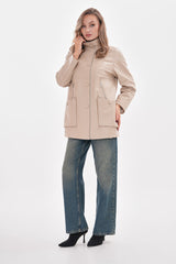 The Lioara Cream Leather Jacket