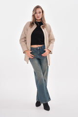 The Lioara Cream Leather Jacket