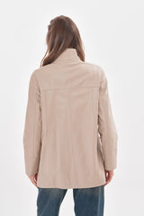 The Lioara Cream Leather Jacket
