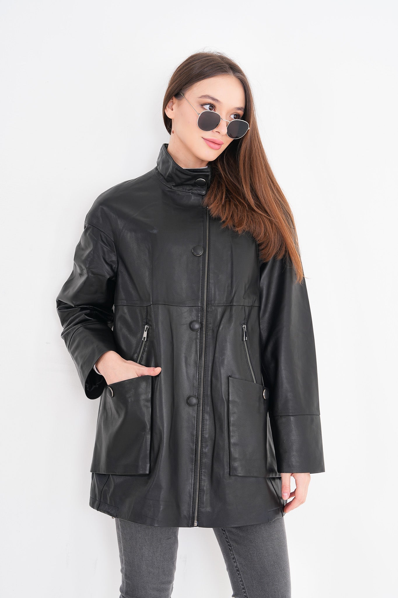 The Lioara Black Leather Jacket
