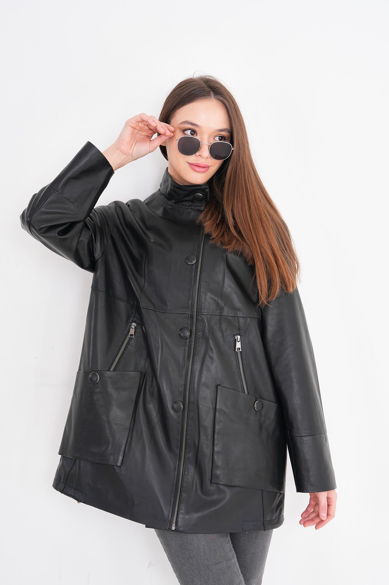 The Lioara Black Leather Jacket