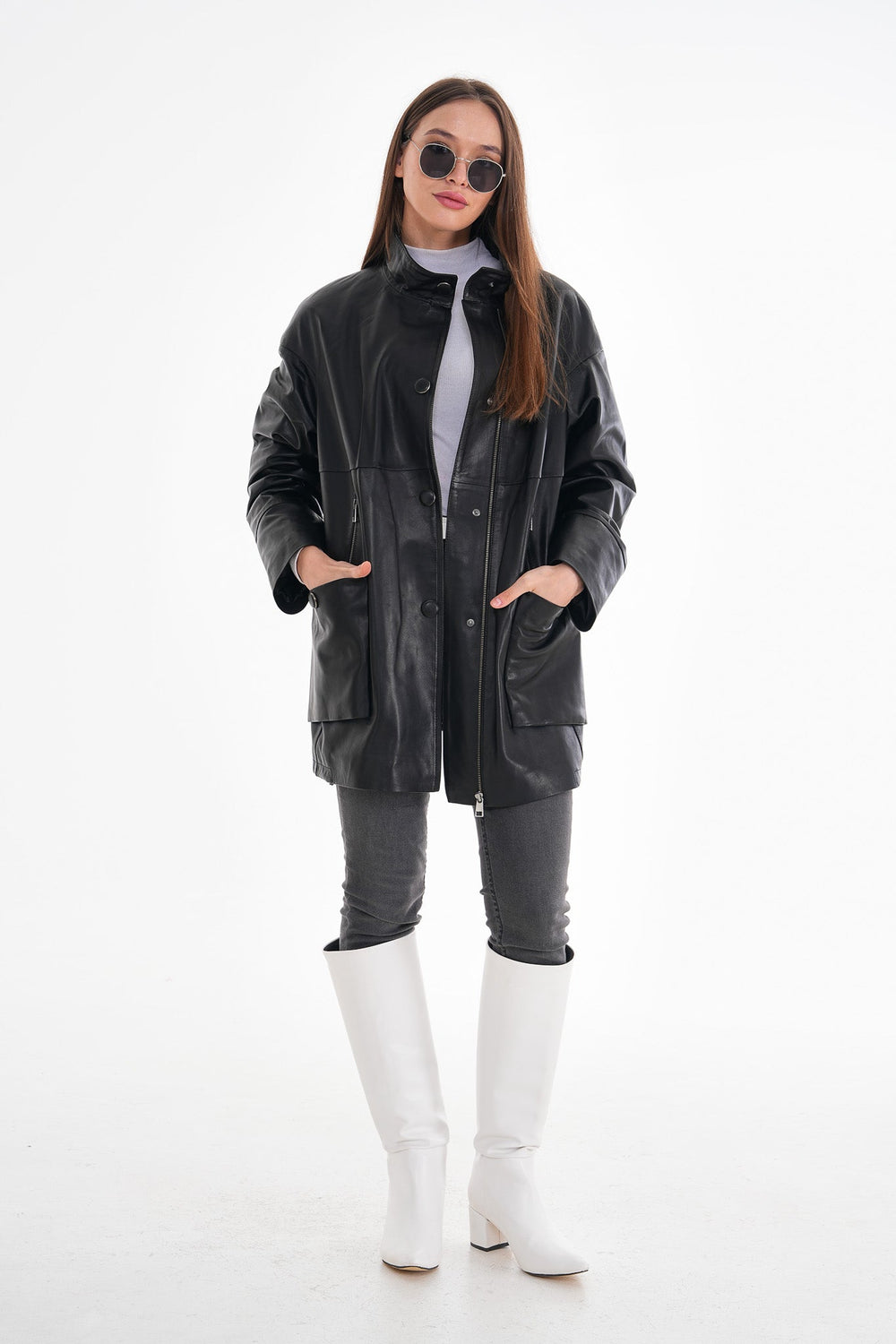 The Lioara Black Leather Jacket
