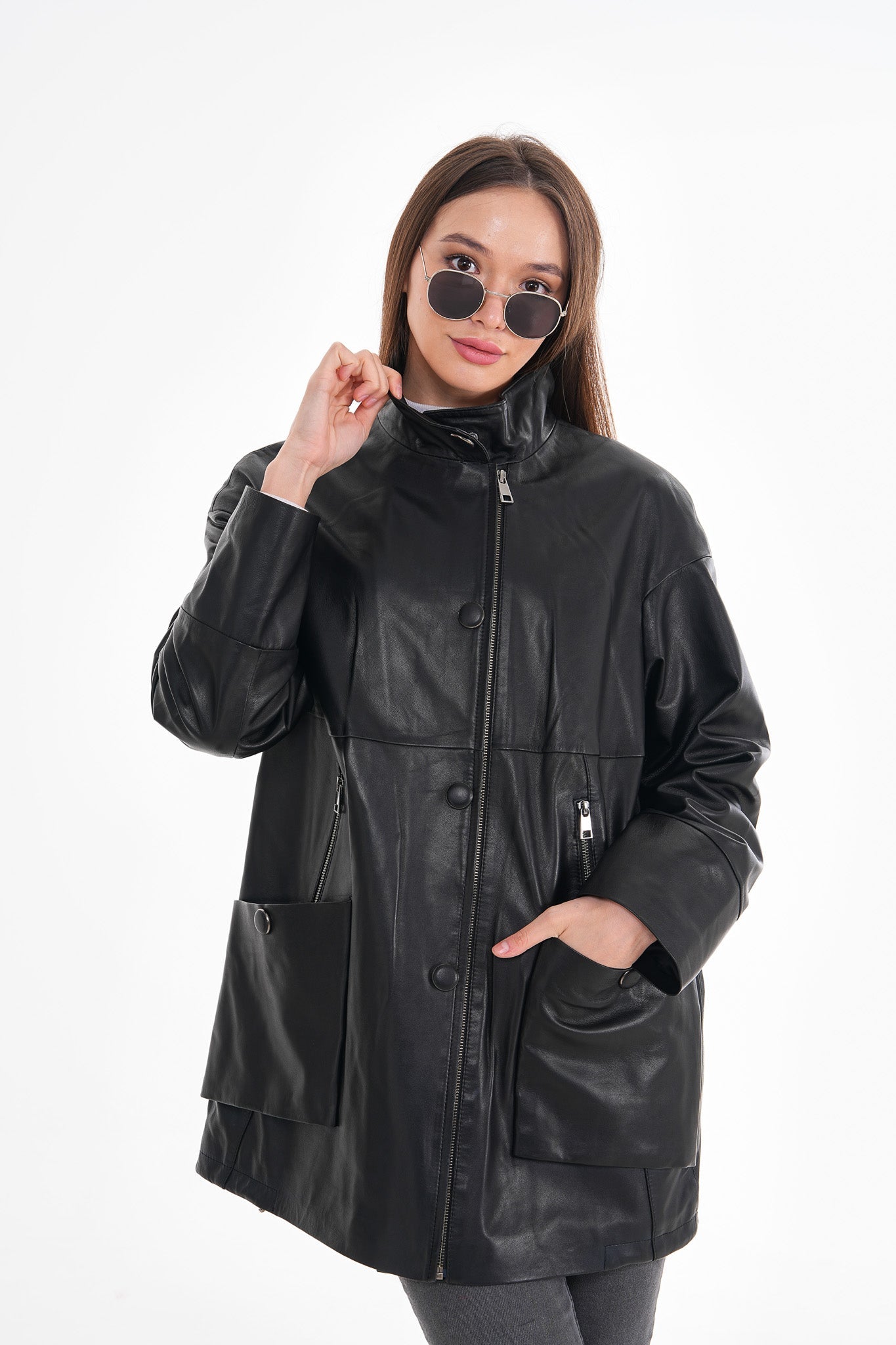 The Lioara Black Leather Jacket