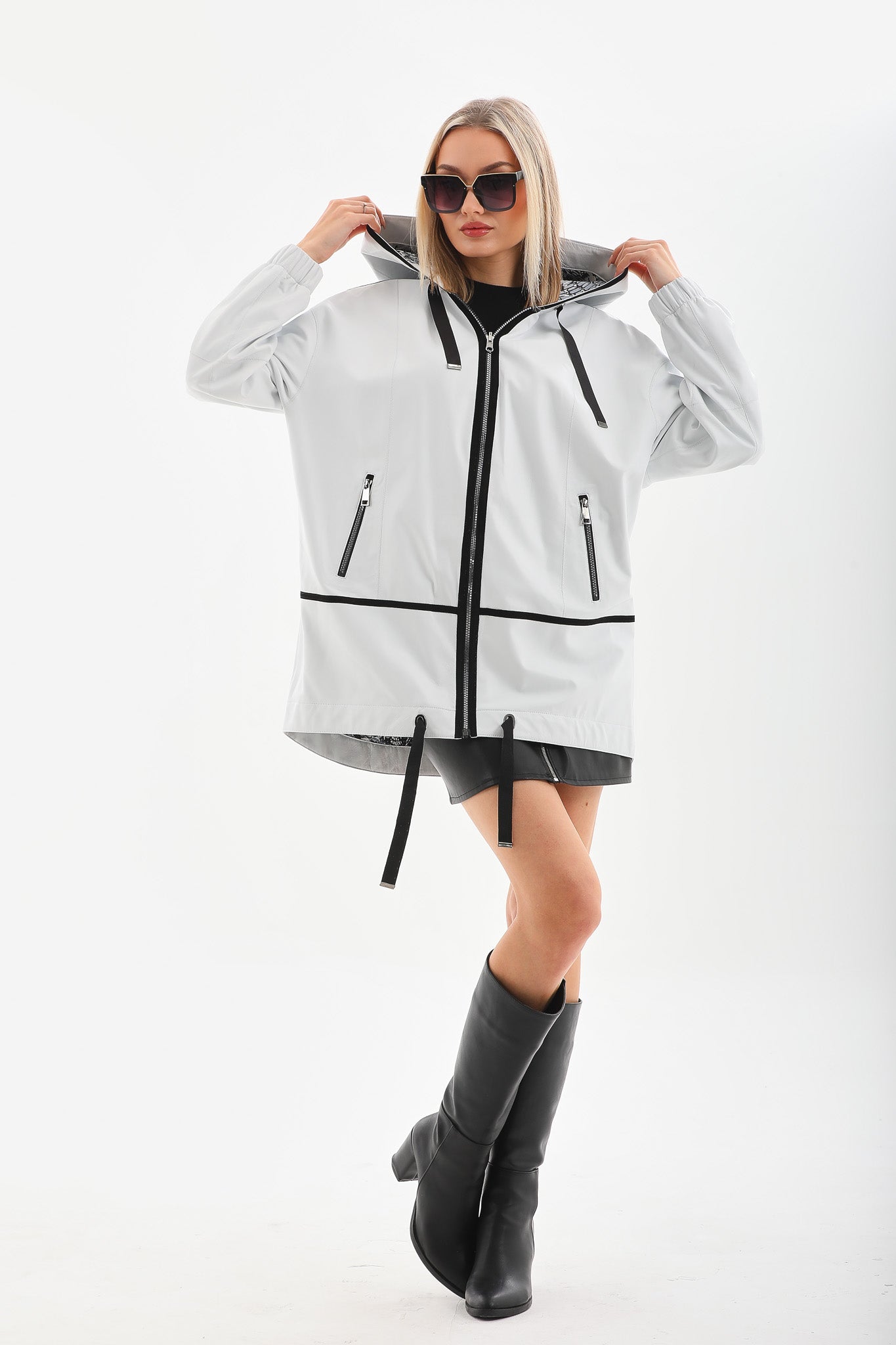 The Vega White Reversible Leather Jacket
