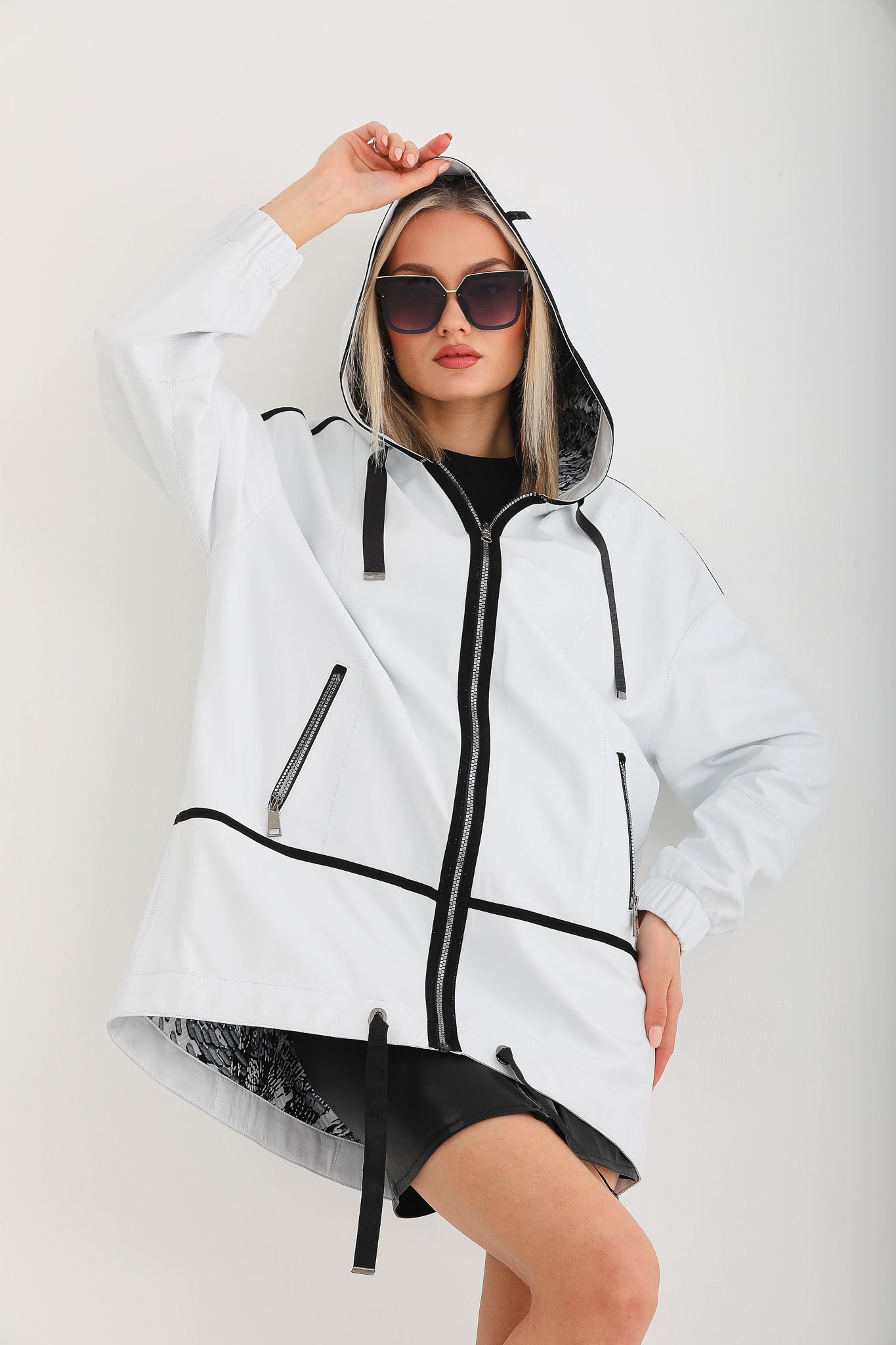 The Vega White Reversible Leather Jacket