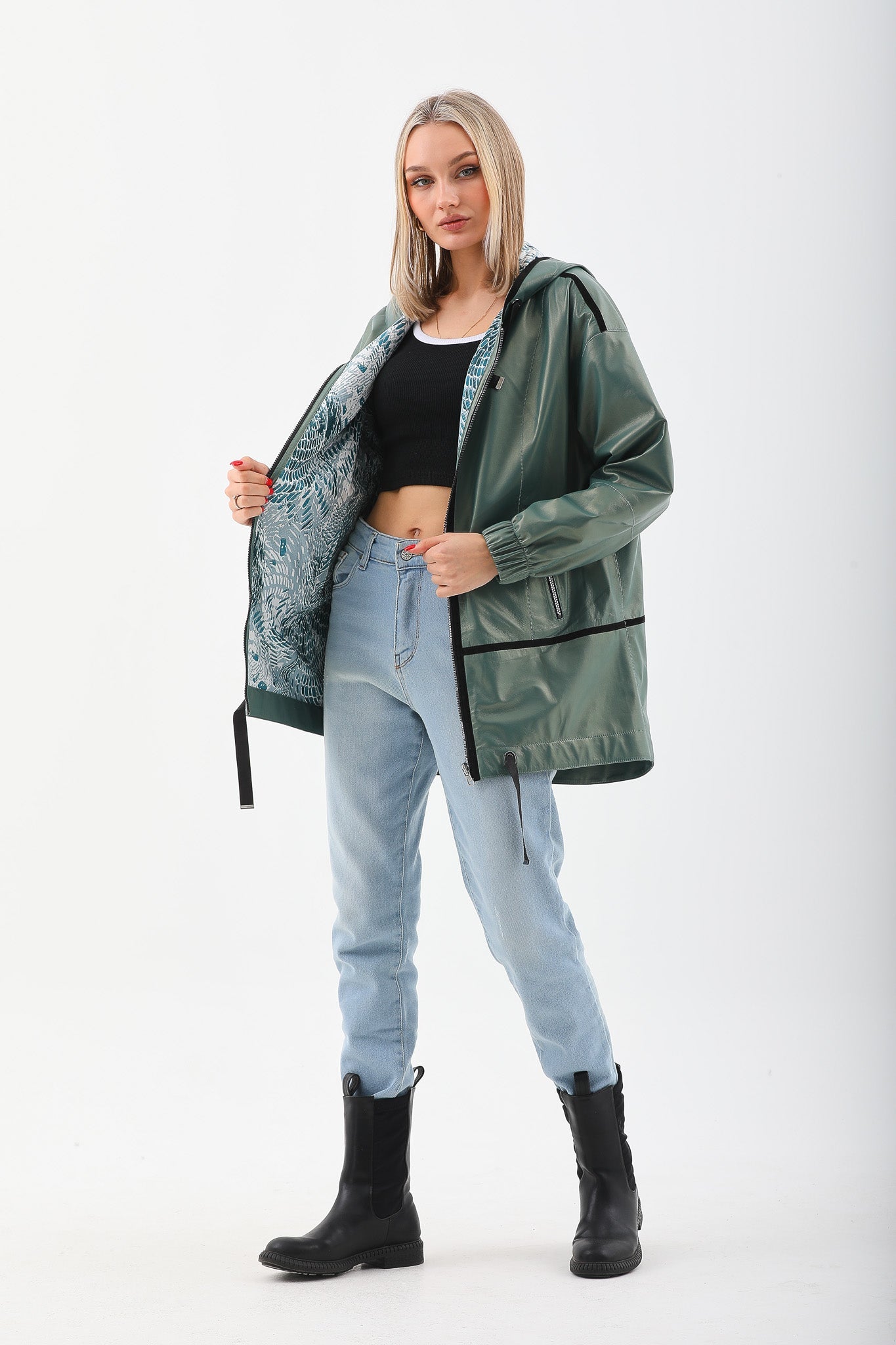 The Sage Olive Green Leather Jacket