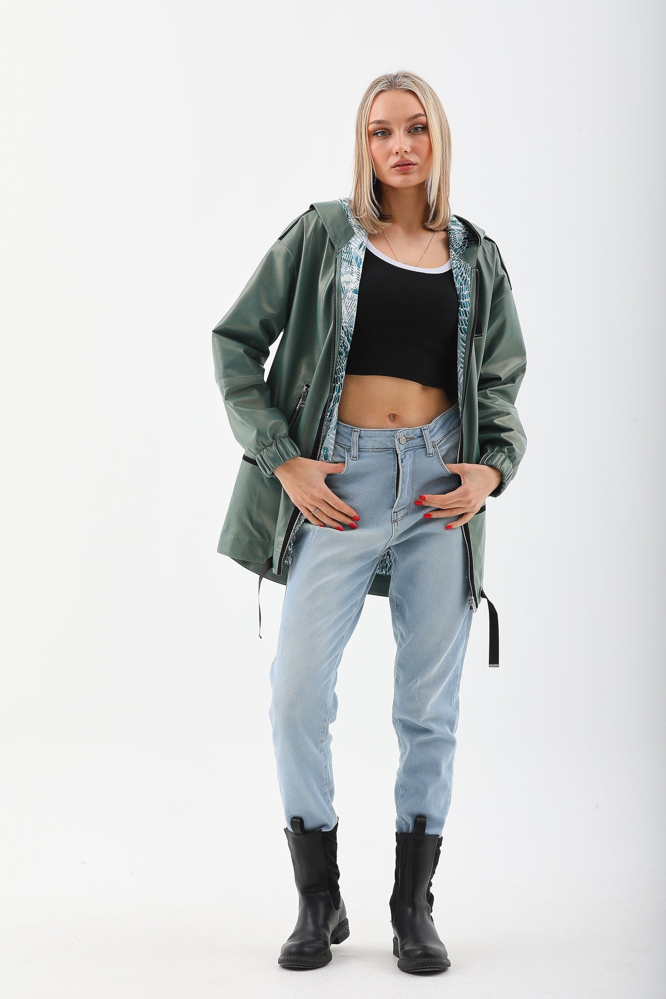 The Sage Olive Green Leather Jacket
