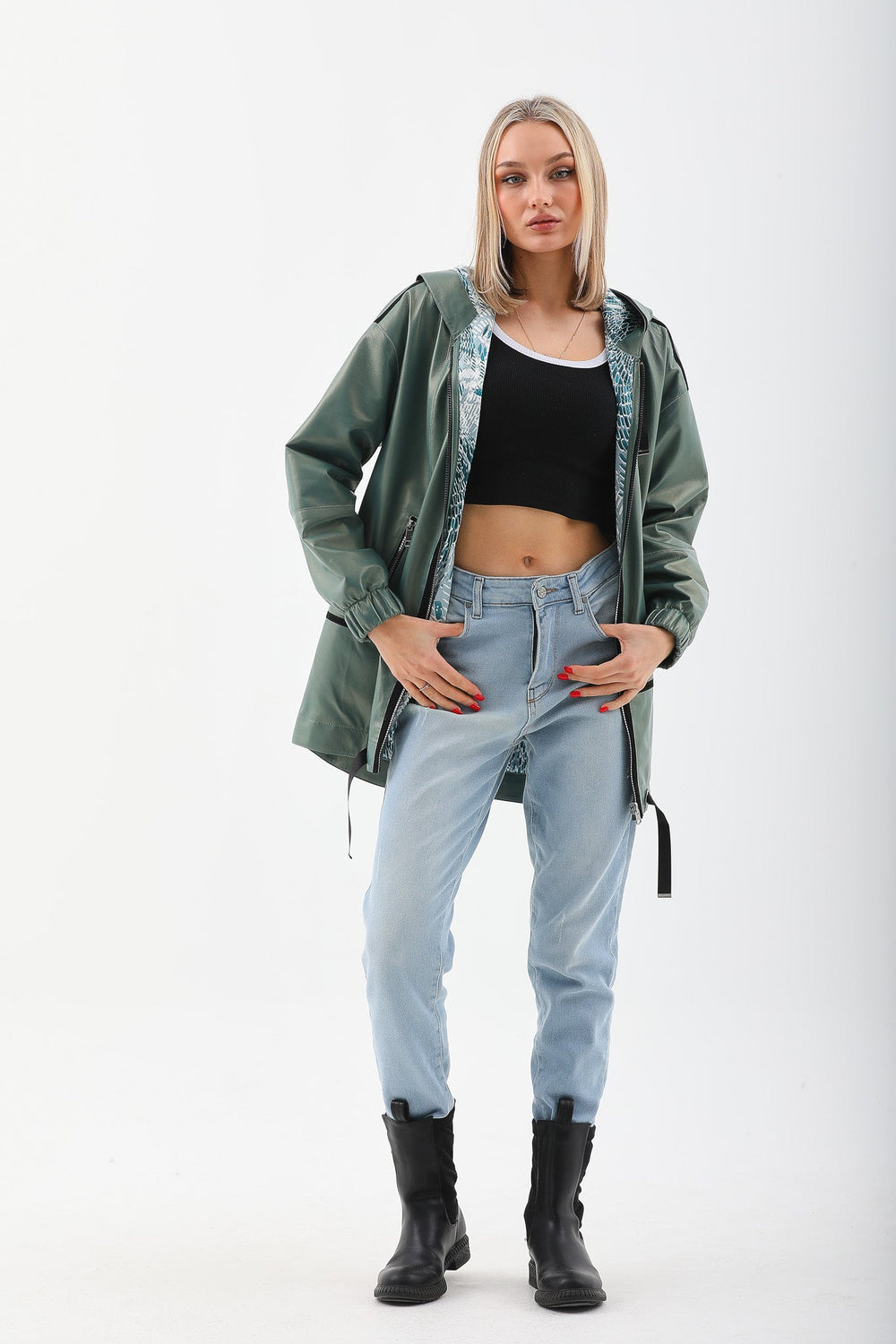The Sage Olive Green Leather Jacket