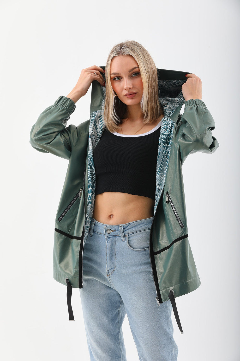 The Sage Olive Green Leather Jacket