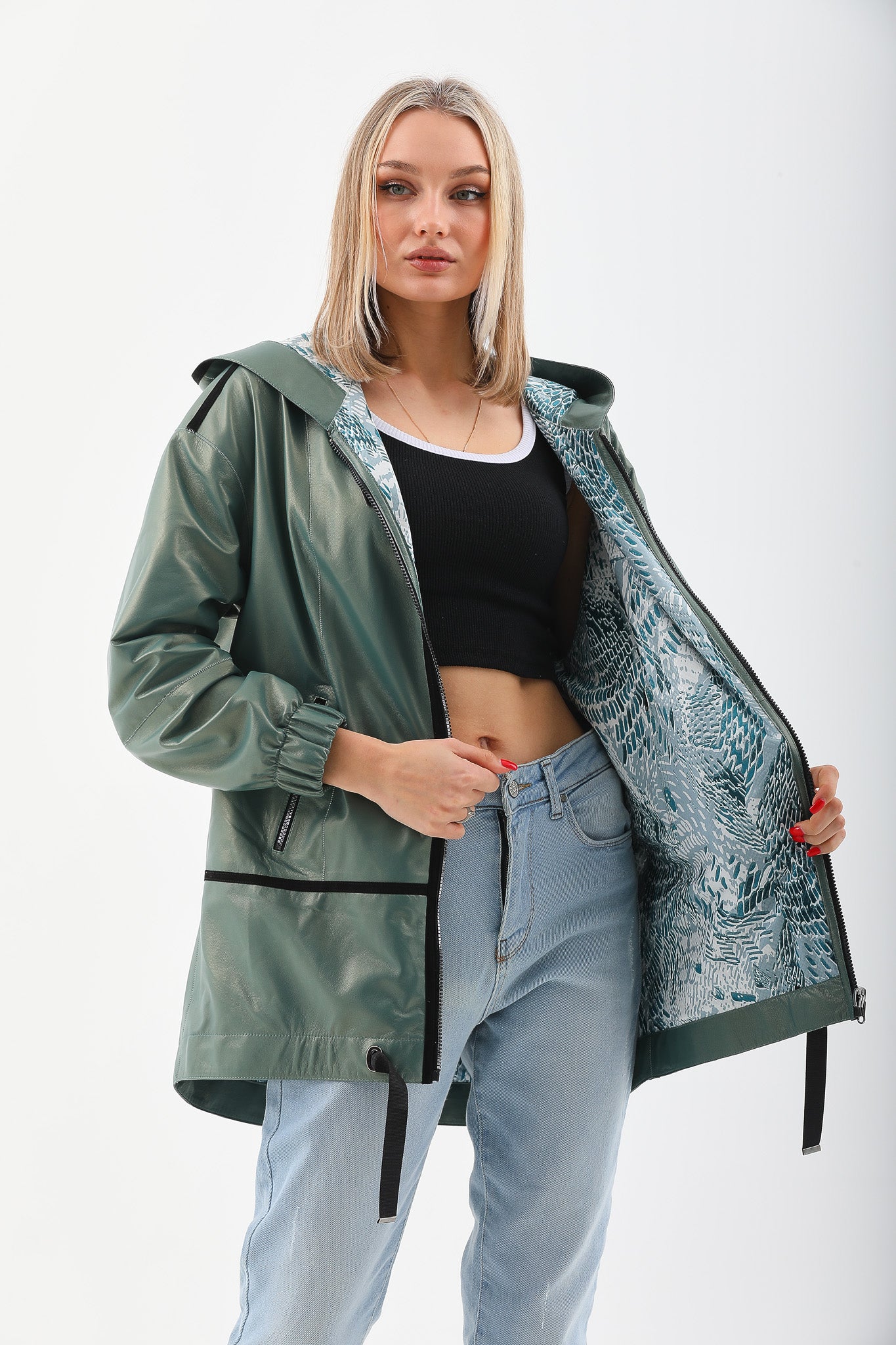 The Sage Olive Green Leather Jacket