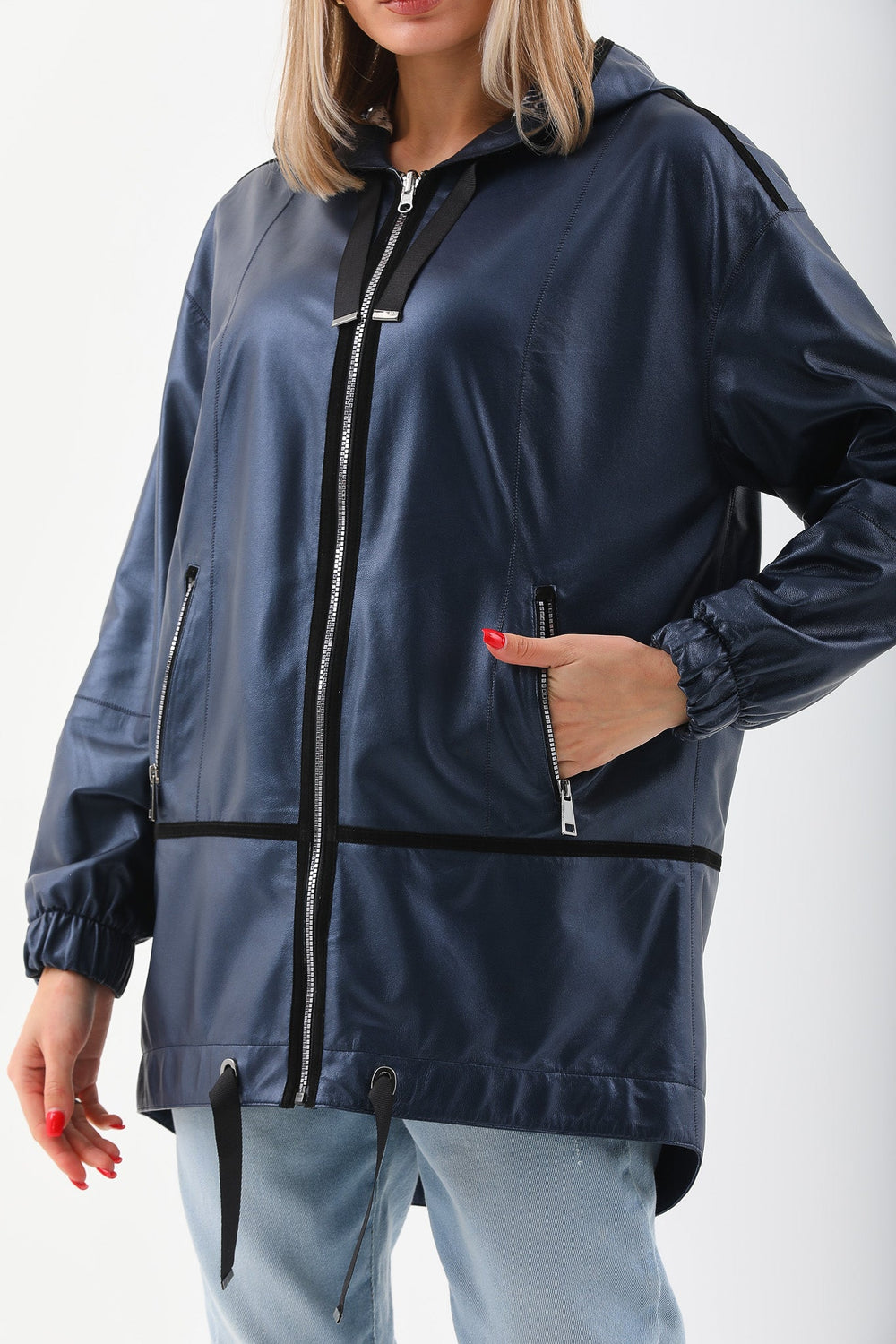 The Vega Navy Reversible Leather Jacket