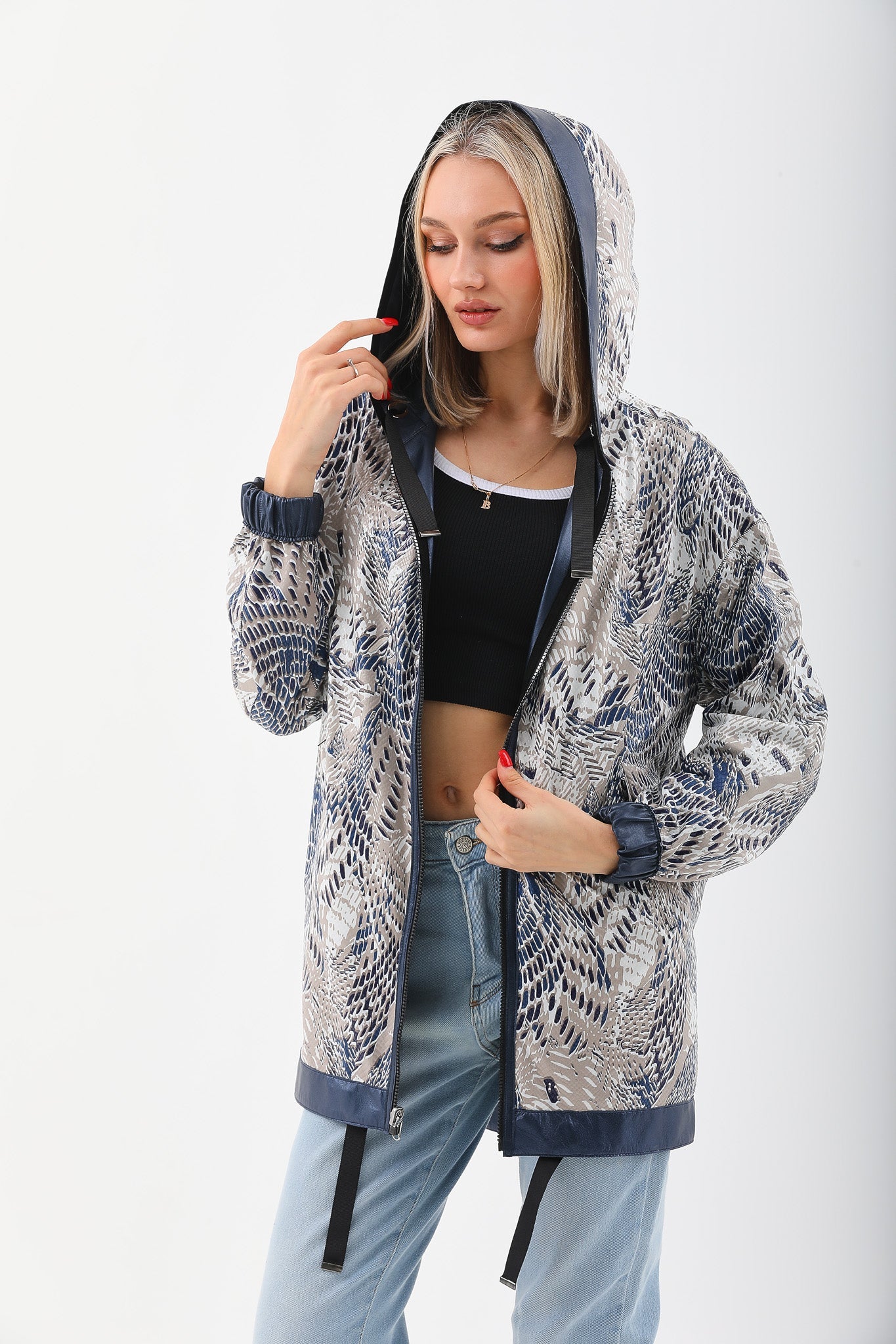 The Vega Navy Reversible Leather Jacket